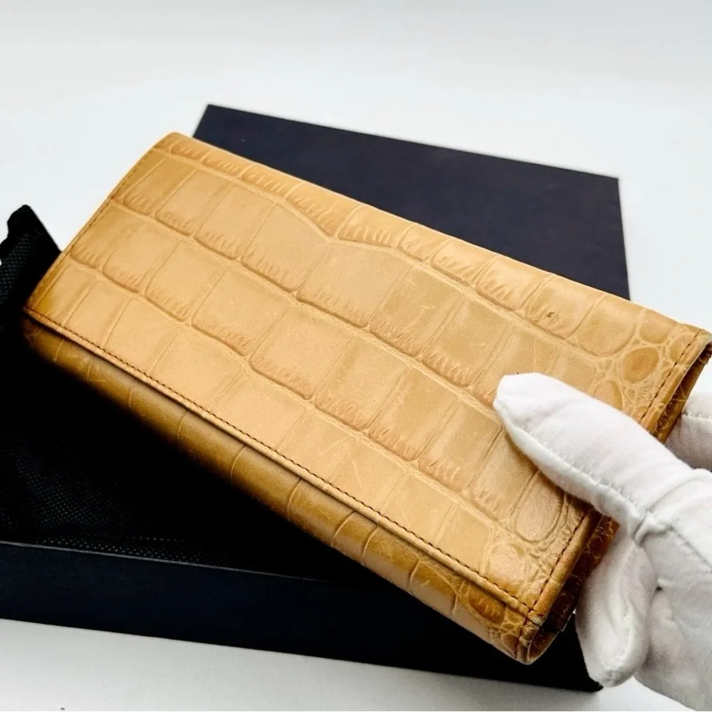 Barcos Vintage Wallet in Camel Croc Embossed Leather Original Box/Dust Bag